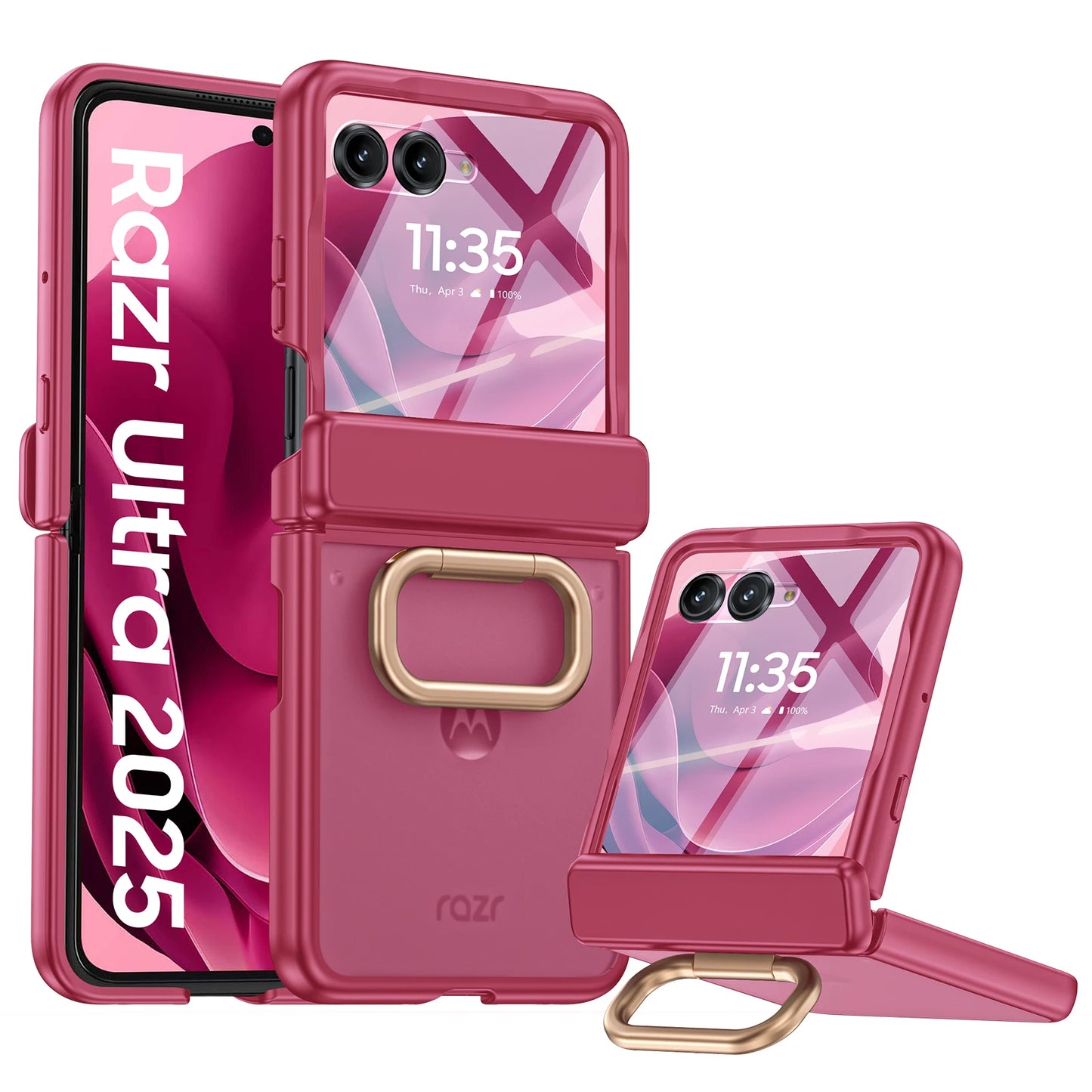 With Ring Holder,Screen Protector All-Inclusive Soft Cover Shockproof Wireless Charging for Motorola Razr 2025/2024-Blue