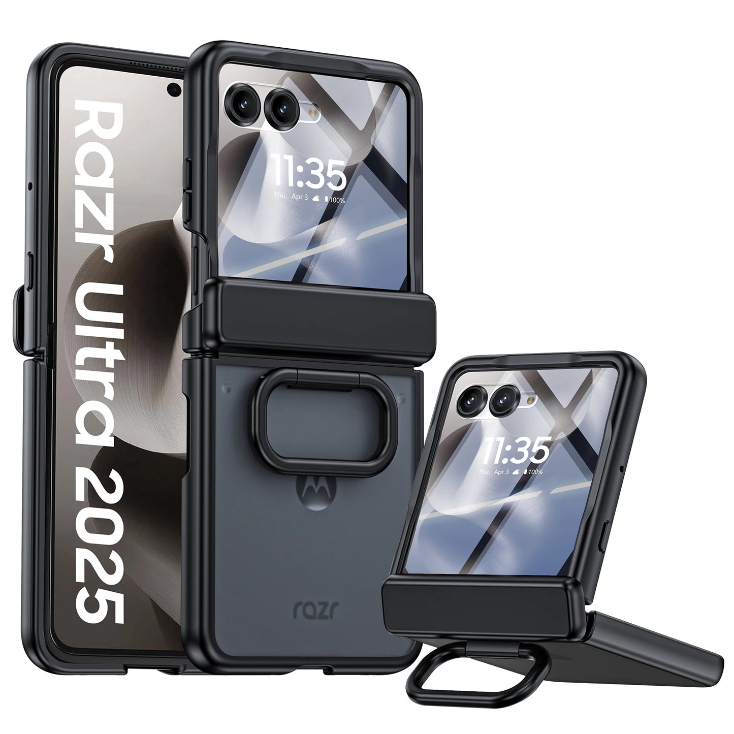 With Ring Holder,Screen Protector All-Inclusive Soft Cover Shockproof Wireless Charging for Motorola Razr 2025/2024-Blue