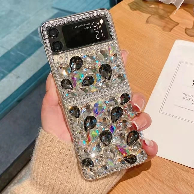 For Motorola Razr 2024 50 40 Moto Razr40 Ultra Rhinestones Crystal Pearl Crown Flower Wrist Luxury Phone Case Cover