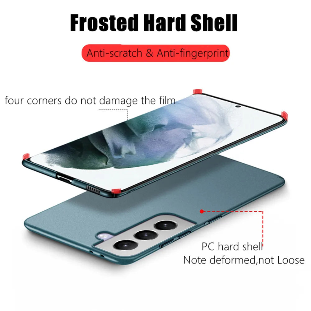 Luxury Thin Matte Sandstone Case For Samsung Galaxy S25 S24 S23 S22 S21 Ultra S20 FE Note 10 20 Plus Hard PC Shockproof Capa