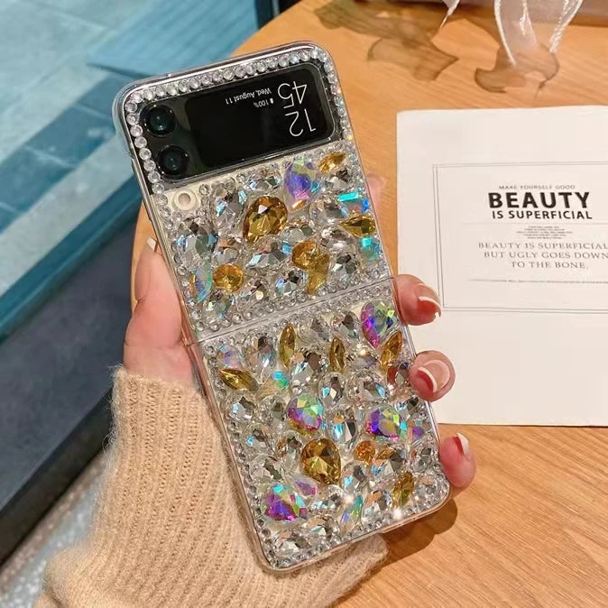 For Motorola Razr 2024 50 40 Moto Razr40 Ultra Rhinestones Crystal Pearl Crown Flower Wrist Luxury Phone Case Cover