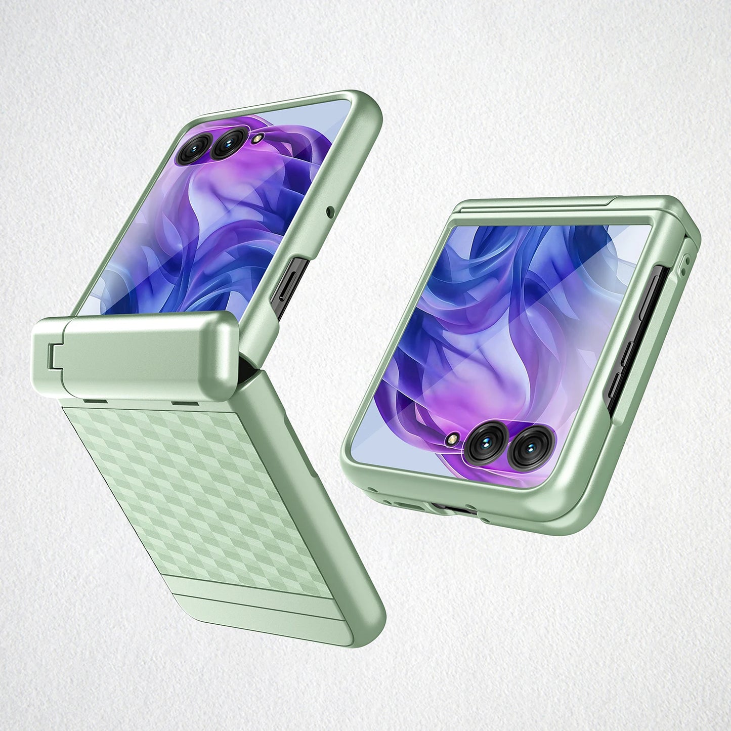 Water Cube Design Hinge Wrapped Hard Case With Hiden Stand And Glass Protector For Motorola Razr 60 50 60Ultra 2025 2024
