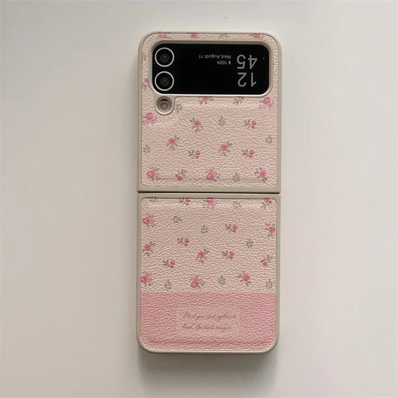 Phone Case For Samsung Galaxy Z Flip 3 4 5 Z Flip5 ZFlip5 Ins Flower Knot Portable Rope Shockproof Cover With Lanyard