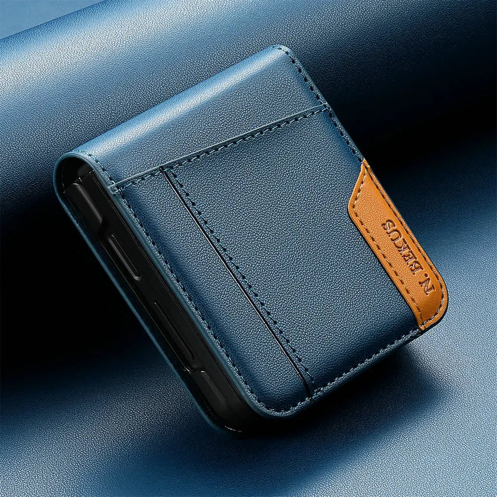 Business Leather Wallet Card Solt Case For Samsung Galaxy Z Flip 7 7fe 5G Flip 6 ZFlip 5 4 3 Flip7 Flip6 Magnetic Bag Skin Cover