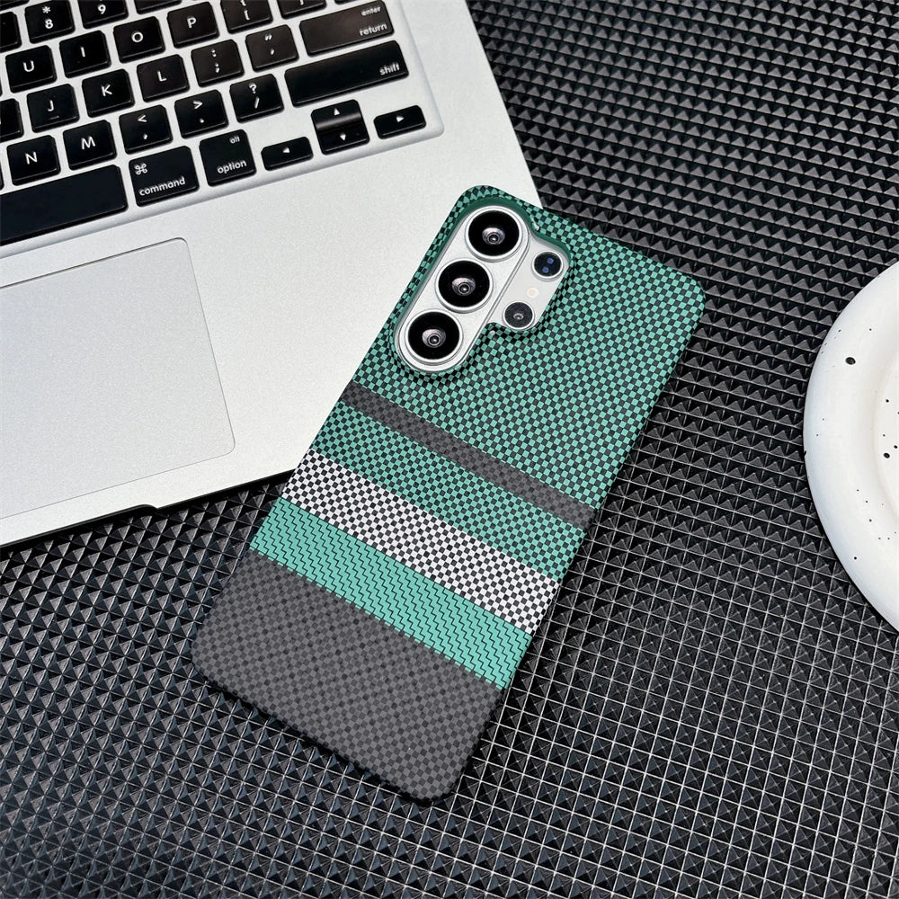 Luxury Carbon Fiber Wireless Charging For Magsafe Case for Samsung Galaxy S26 Ultra S26 Plus Alloy Lens Protection Hard Cover
