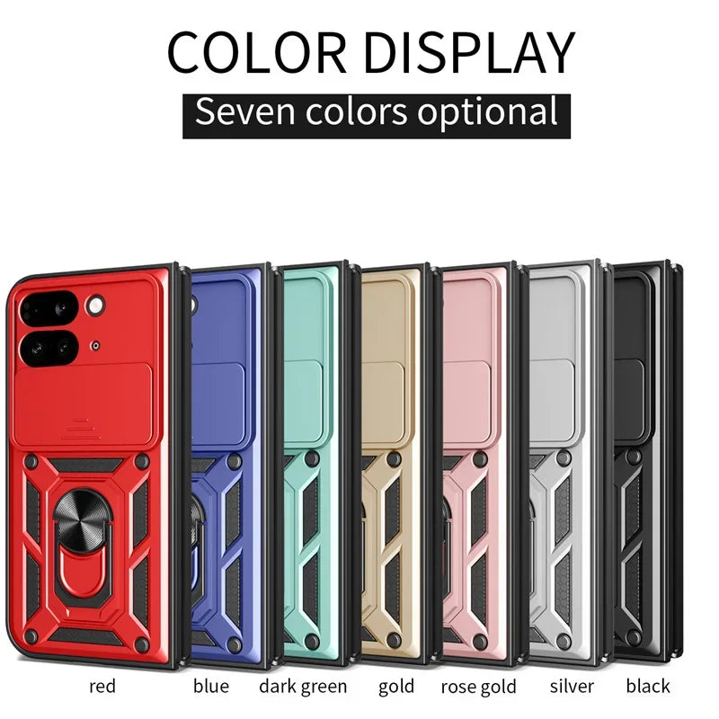 For Google Pixel 9 Pro Fold 5G Phone Case Shockproof Car Magnet Ring Armor Protection Silicone Stand Holder Back Cover Cases