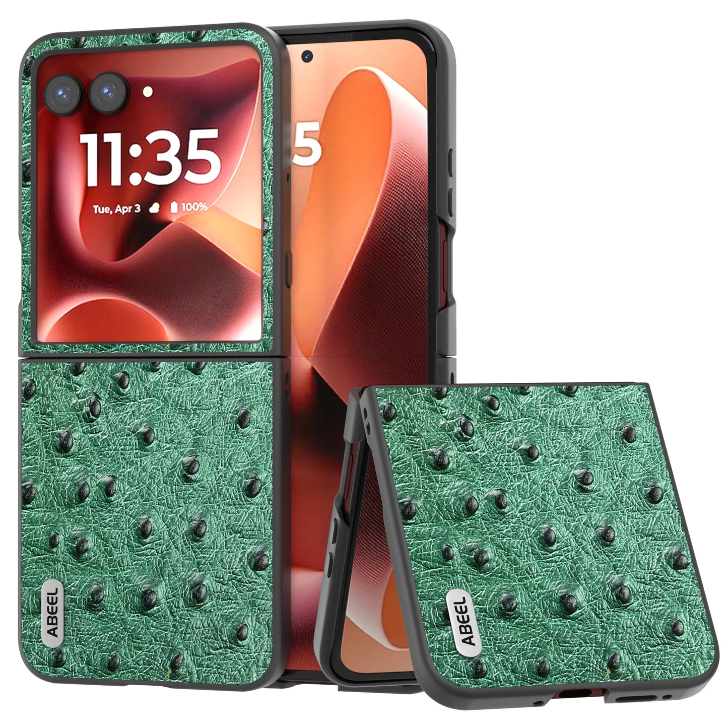 For Motorola Moto Razr 60 Ultra 50 40 Case Real Leather Skin Phone Protective Hard Shell Ostrich Pattern Back Cover