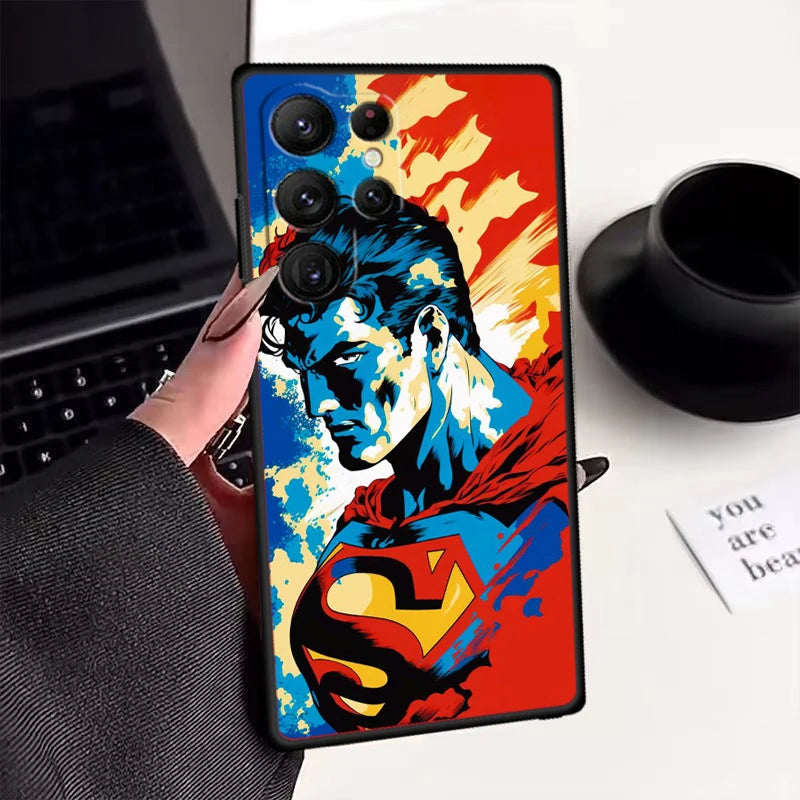 Luxury S-Supermans Comics Cool For Samsung Galaxy S24 S23 S22 S21 S20 FE S10 S10E Plus Ultra Pro Lite 5G Black Funda Phone Case