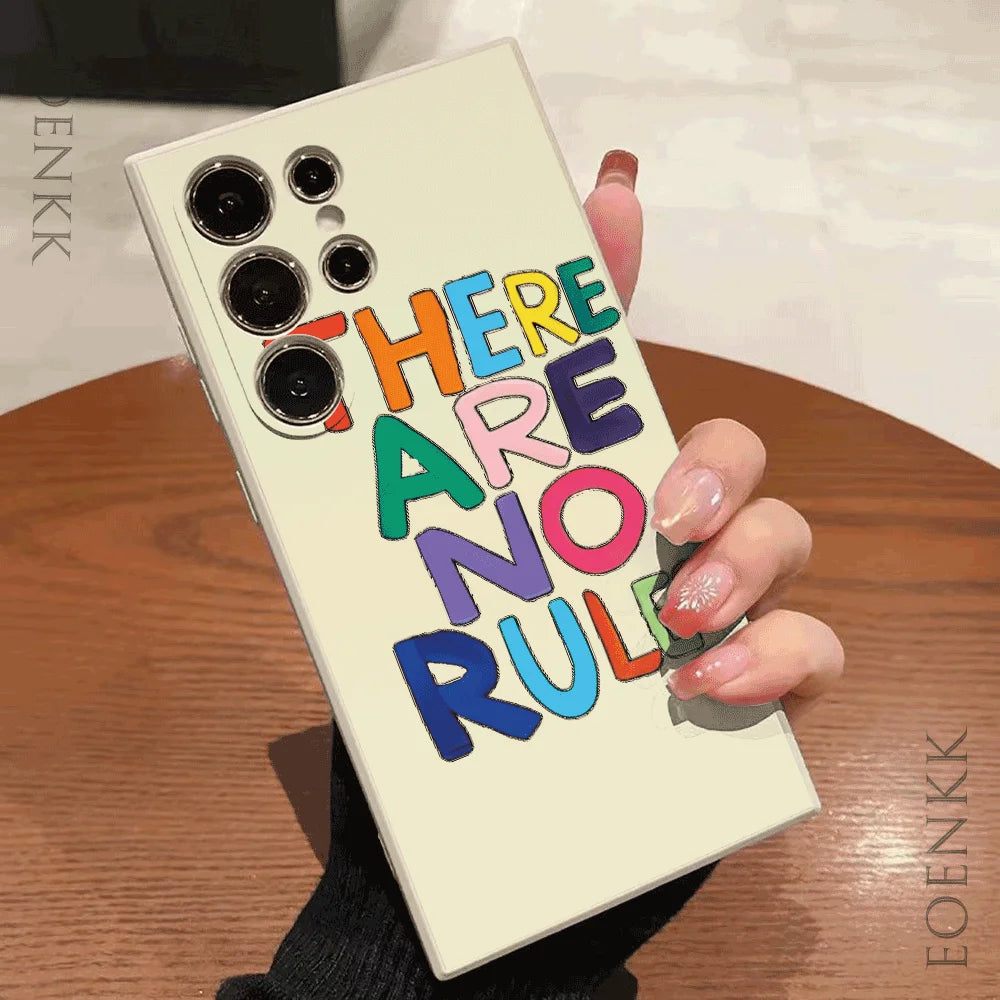 Simple Letters Silicone Case For Samsung Galaxy S25 S24 S23 S22 S21 Ultra FE A35/A54/A55/A34 5G Note 10/20 Plus Anti-Slip Cover