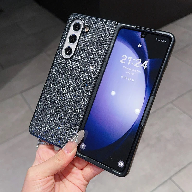 Bling Glitter Sequin Phone Case For Samsung Galaxy Z Fold 6 5 4 3 ZFold 3 5G Back Cover Ultra Thin Hard Plastic Protection Funda