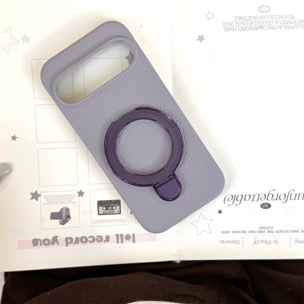 Luxury Fold Stand Lychee Pattern Leather Magnetic Case For Google Pixel 9 9A 10 Pro XL 8 8A Solid Color Shockproof Back Cover