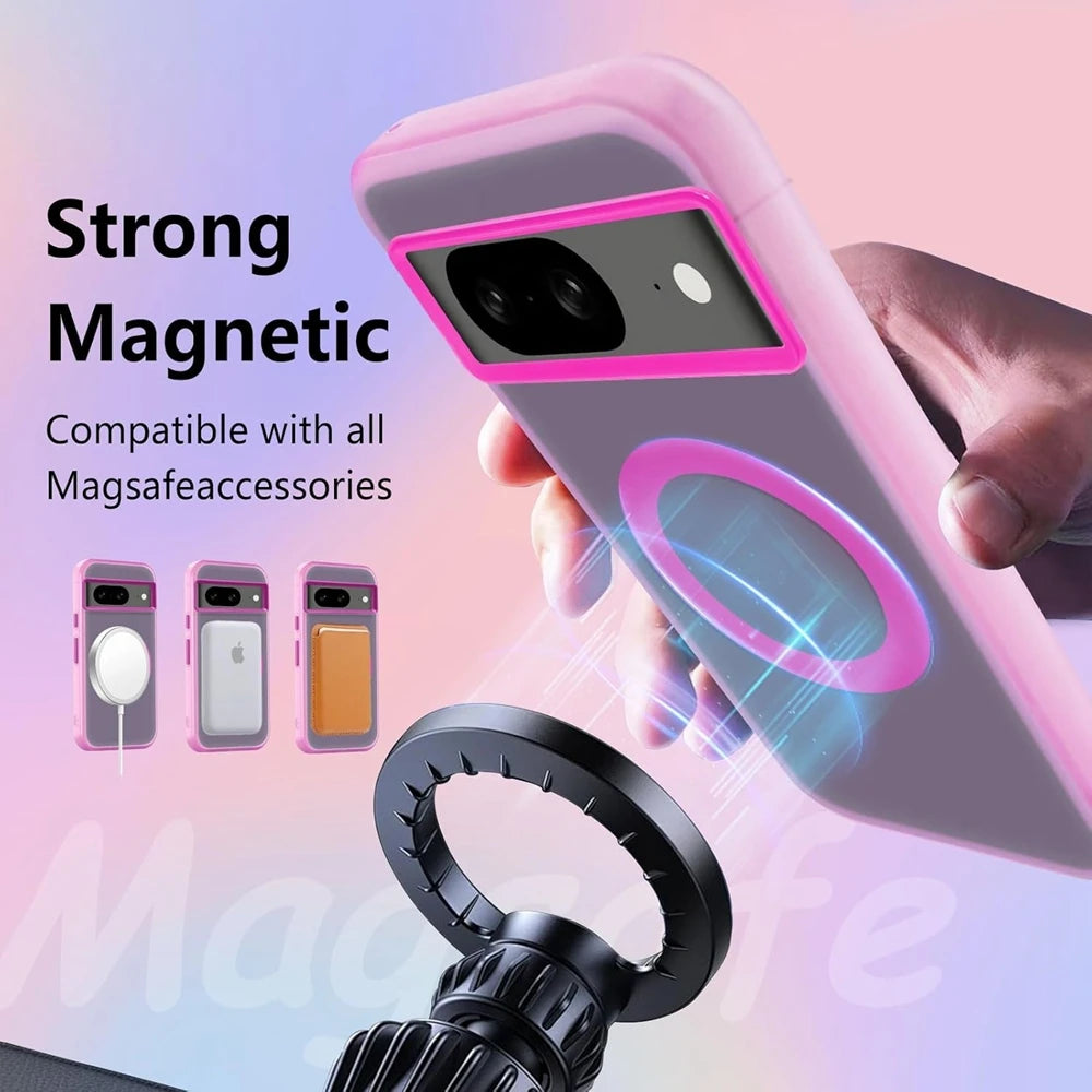 For Google Pixel 9A 9 Pro XL Magsafe Case Cute Translucent Candy Color Matte Magnetic Shockproof Cover for Google 8A 8 9 Pro XL