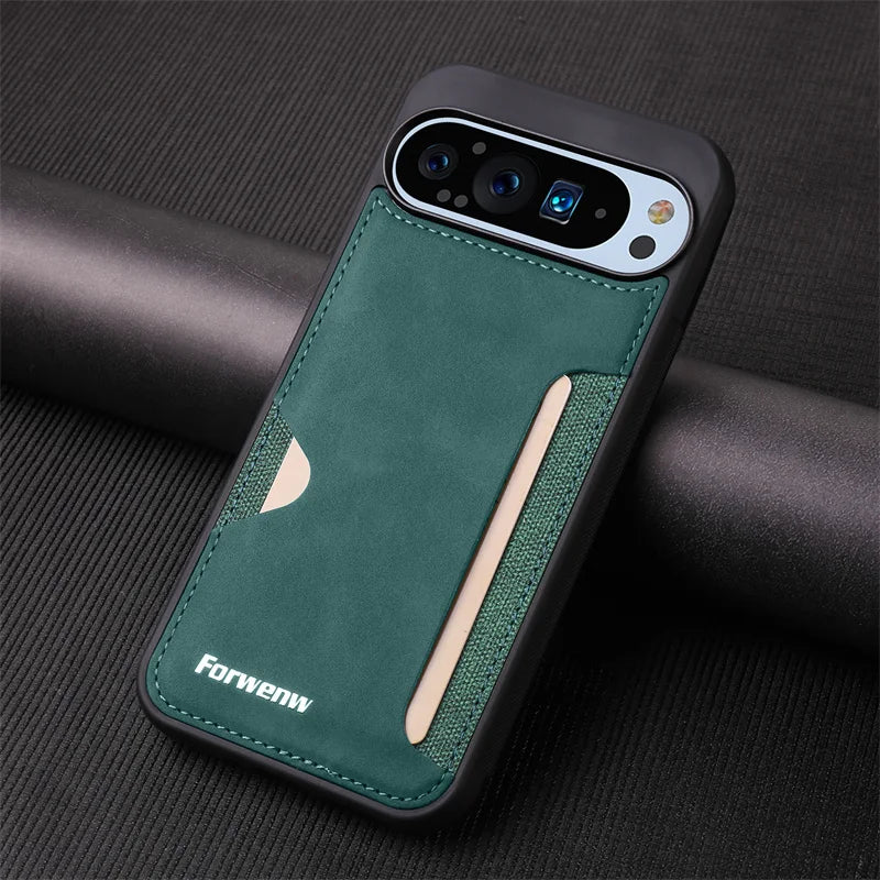 EUCAGR Luxury PU Leather Phone Case For Google Pixel 10 10 Pro XL Pixel 9A Pixel 9 Pro XL Soft Card Holder Shockproof Back Cover