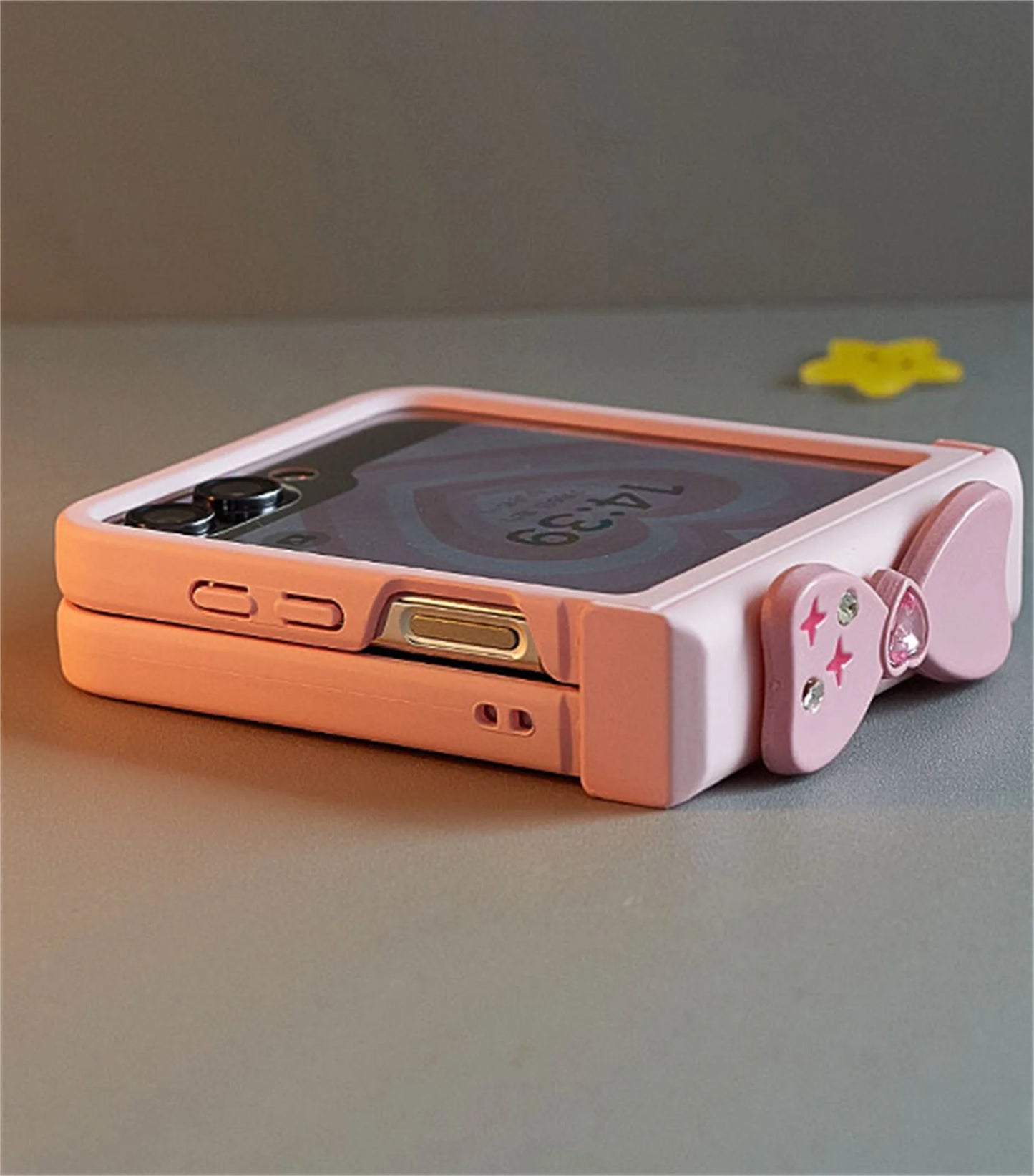 Fashion New Korean ins Pink Star Diamond Bow Solid Color Phone Case for Galaxy Z Flip 5 Z Flip5 5G Zflip5 Zflip 6 Cover Funda