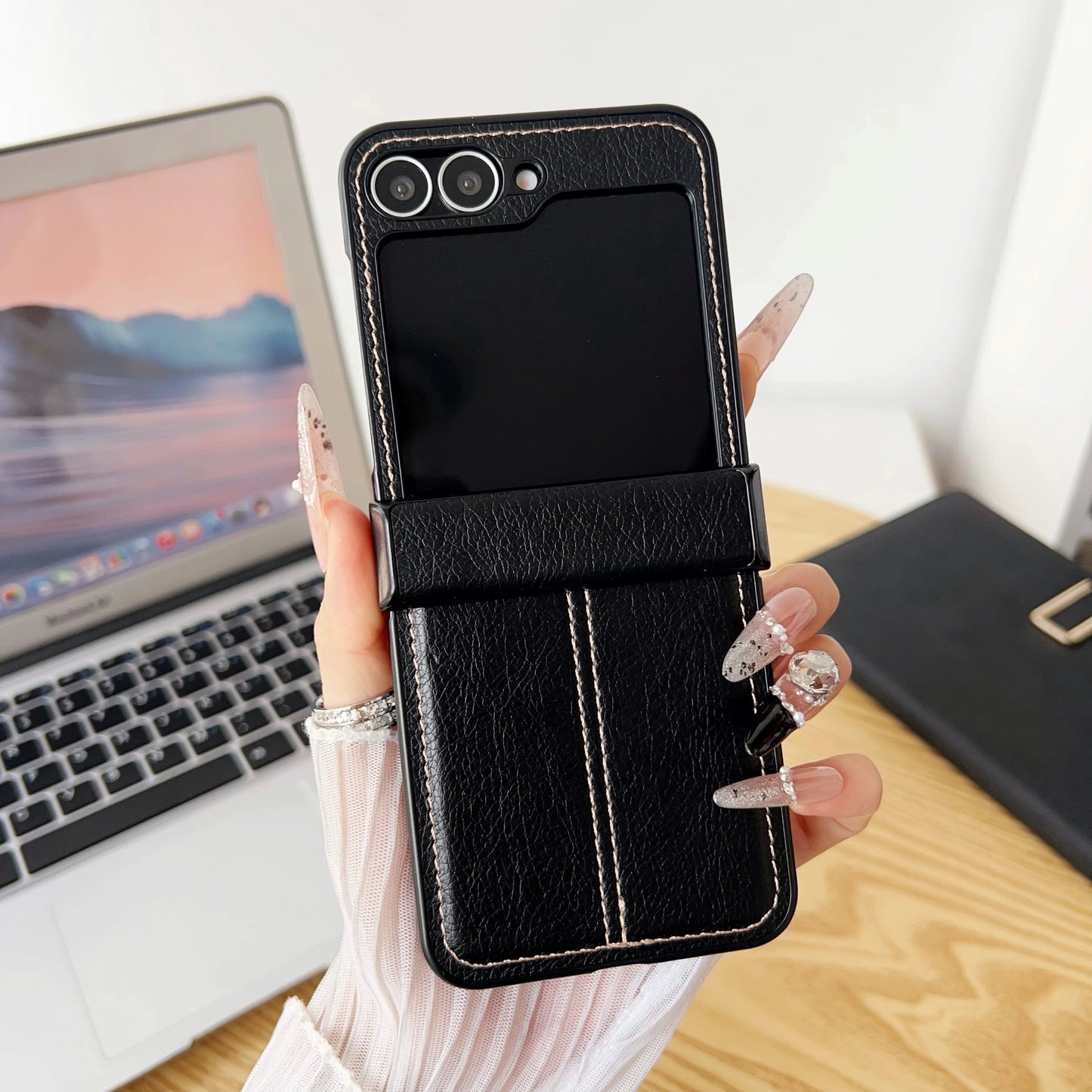 Business Retro Leather Texture Flip Phone Case for Samsung Galaxy Z Flip 7 6 5 4 3 Anti-Drop PU Material Inclusive Protect Cover