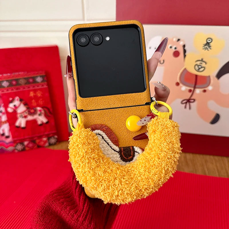 Case For Motorola Razr 60 Ultra 50 Ultra 2025 Razr Plus Side Button Plush Horse Shockproof Hard Mobile Phone Case Cover
