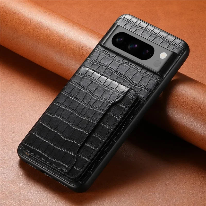 Multifunctional Crocodile Pattern Leather Phone Case Coque For Google Pixel 10 Pro 9 8 7 6 Pro 6A 7A 8A 9Pro Holder Shell Cover