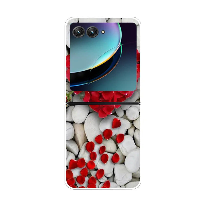 For Motorola Razr 40 Ultra Phone Case Flower Painted Clear Plastic PC Hard Back Cover For Moto Razr 40 Ultra Case 40Ultra 6.9"