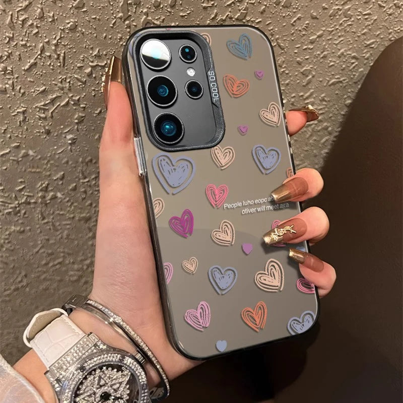 Simple Colorful Love IMD Case For Samsung Galaxy S25 S24 S23 S22 S21 Ultra Plus FE A56 A16 A15 A35 A55 A34 A54 A33 A53 A26 Cover