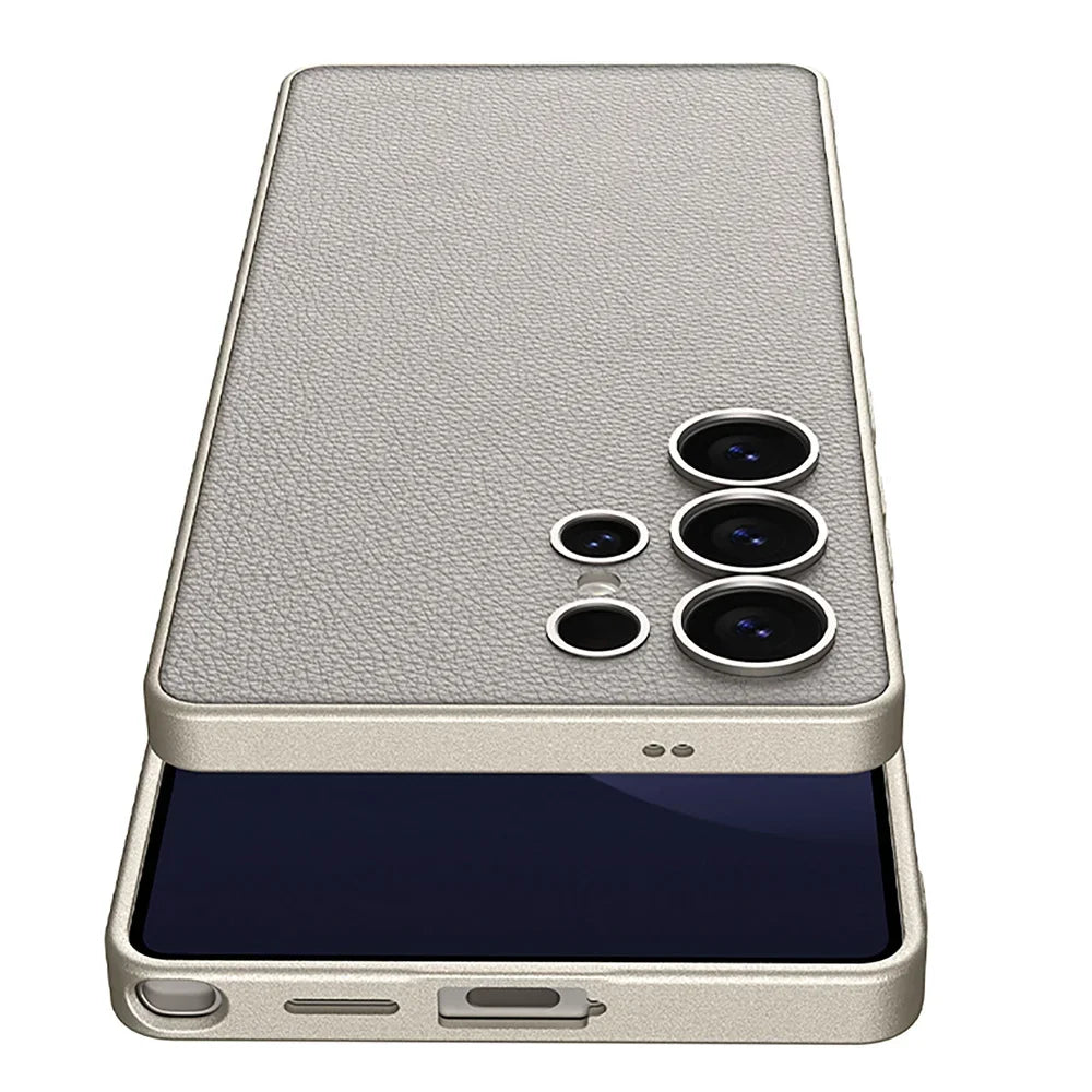 Metallic Lacquer Leather Phone Case For Samsung Galaxy S23 S24 S25 Ultra 5G Luxury Skin Matte S24Ultra S25Ultra Protective Cover