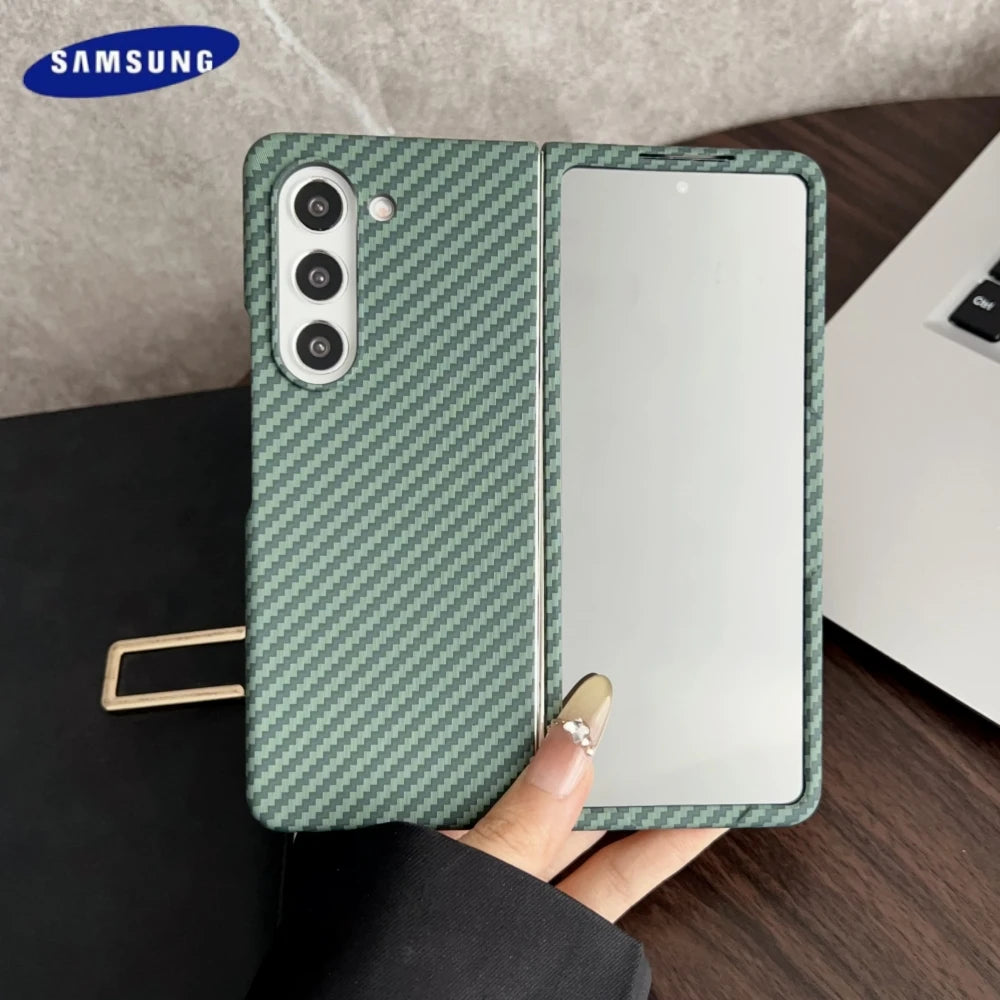 Carbon Fiber Magnetic Case For Samsung Galaxy Z Fold 6 5 4 3 For Magsafe Ultra Thin Wireless Charging Cover With Screen Film