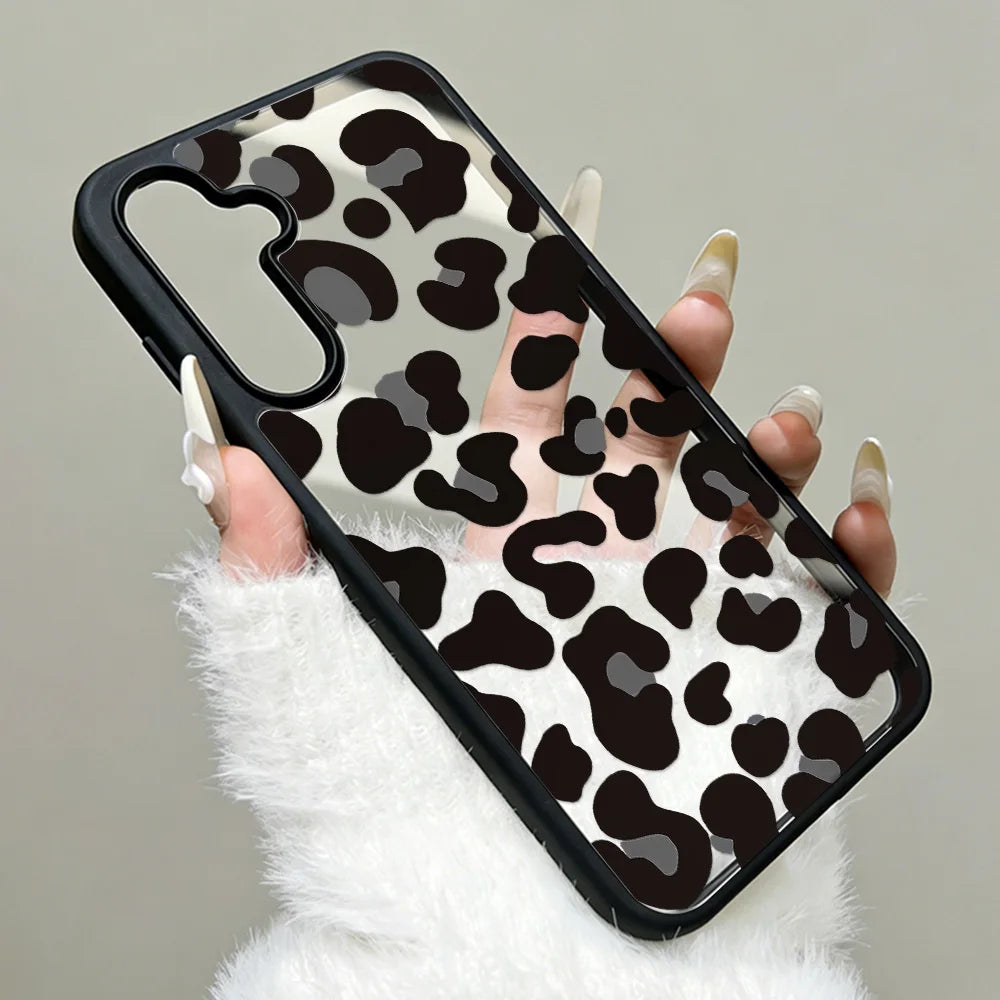 Silicone Matte Phone Case For Samsung Galaxy S25 Ultra Funda S24 Ultra S24 FE S23 Ultra S26 Prtotective Leopard Painted Cover