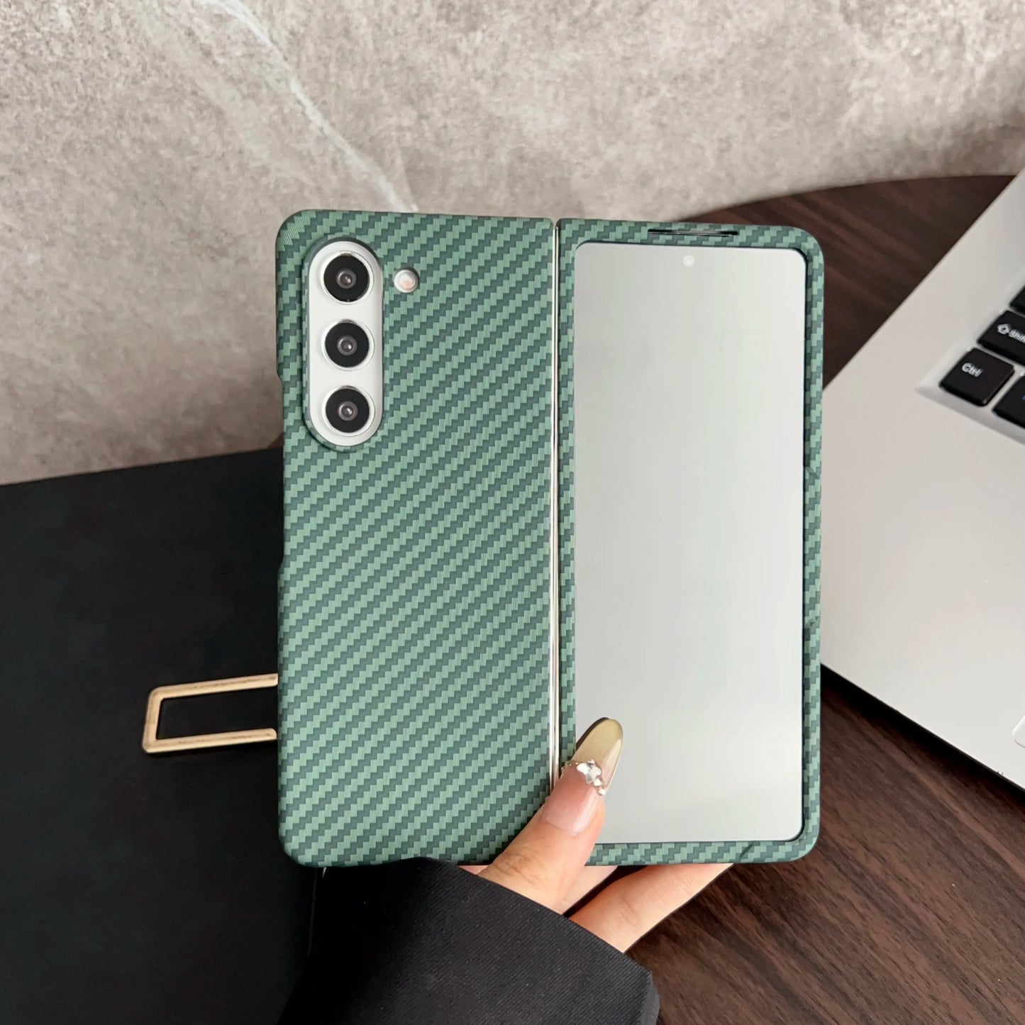 Carbon Fiber Magnetic Case For Samsung Galaxy Z Fold 6 5 4 3 For Magsafe Ultra Thin Wireless Charging Cover With Screen Film