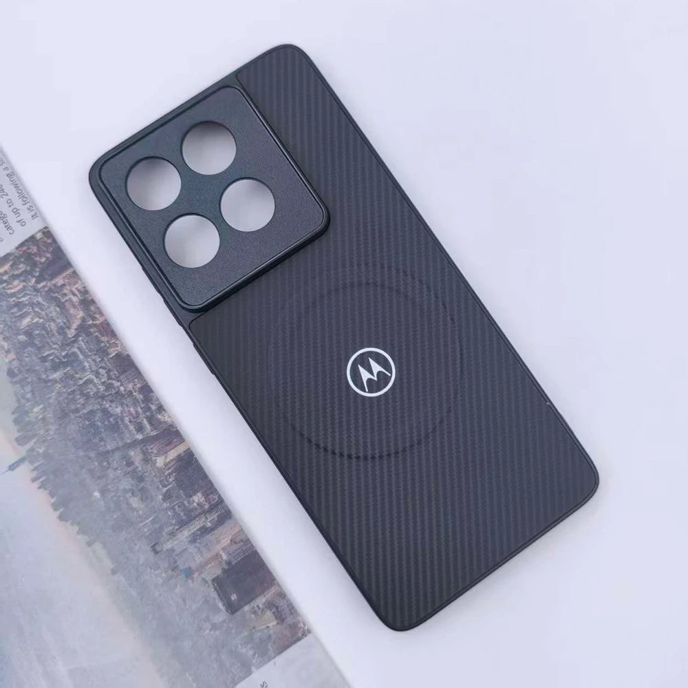 Magnetic Carbon Fiber Texture Phone Case For Motorola Edge 40 50 60 Pro Fusion Moto G 84 85 86 Wireless Charge Protect Shell