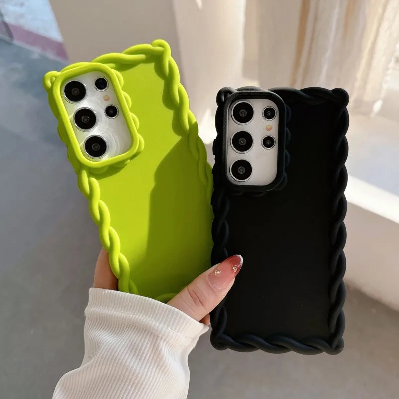 Silicone Wave Case For Samsung S25 S24 FE Plus Ultra A16 A06 A55 A35 A25 A15 A05 A54 A24 A14 A04 A13 A12 M14 M13 M12 F12 Cover