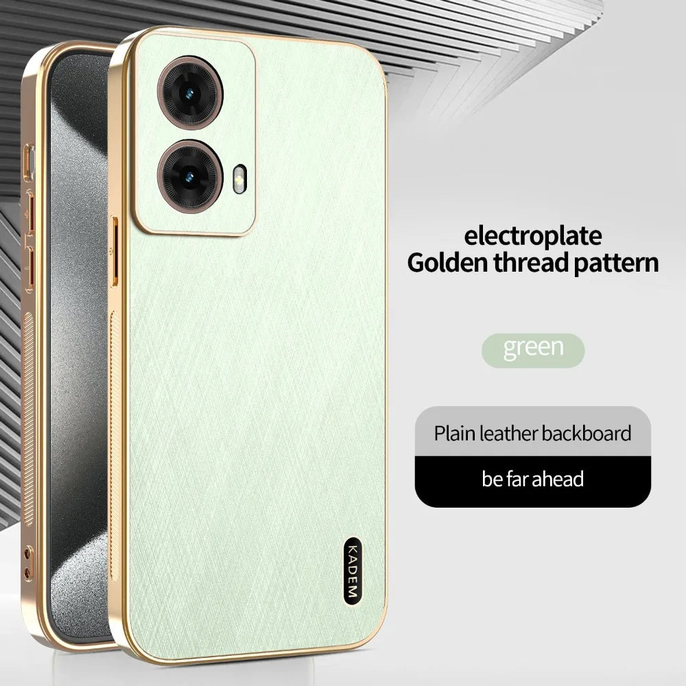 Plating Gold Silk Skin Case for Motorola Moto Edge 60 50 40 Pro Ultra Fusion Neo G Stylus 2023 G86 G45 Leather Shockproof Cover