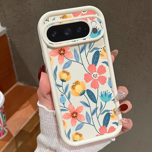 Shockproof Colorful Flower Soft TPU Case For Google Pixel 8 Pro 8A 7A Pixel 9 Pro XL Solid Color Phone Cover For Pixel 8 9 7 Pro