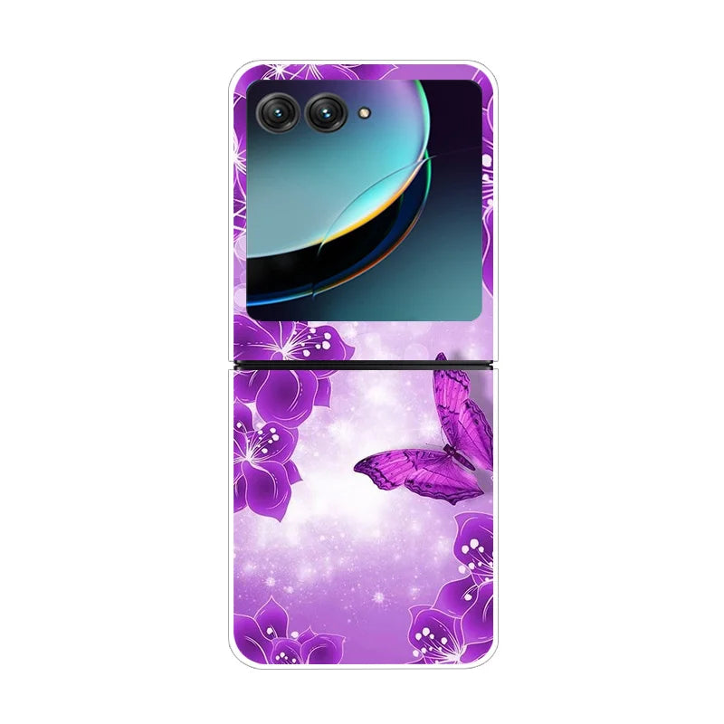 Case For Motorola Razr 40 Ultra Transparent Hard Folding Luxury Pattern For Motorola Moto Razr 40 Ultra Clear Cover Razr40 Ultra