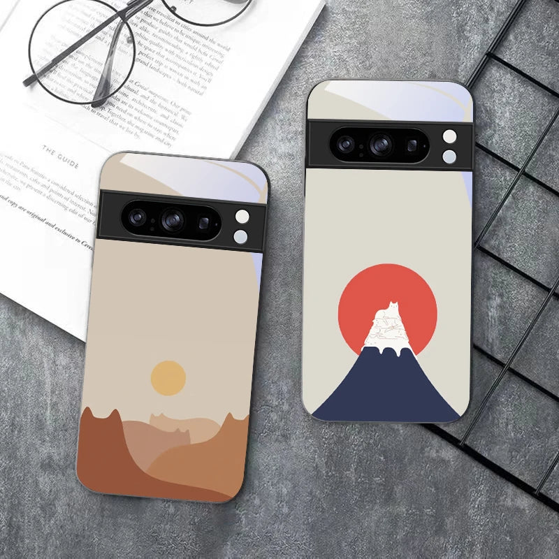 Richu Mountain For Google Pixel 8 P Ixel 7 Pi Xel 7A Pix El 8A G Oogle 9 9A 9Pro Pixe L 9Pr O XL Black Glass Phone Case
