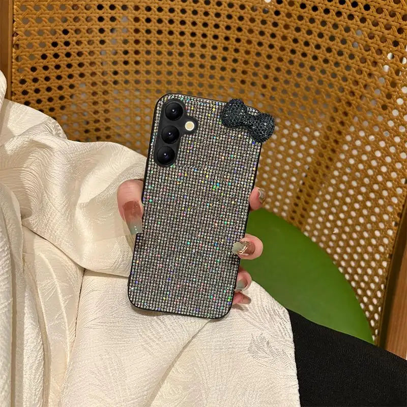 Luxury Shiny 3D Diamond Bowknot Phone Case For Samsung Galaxy S25 Ultra S24 S23 S22 Plus FE S25Edge Lovely Soft Cover