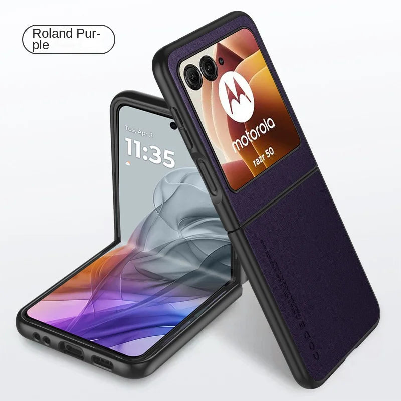 Luxury Premium Leather Cover For Motorola Razr 50 Ultra Moto Razr50 50Ultra 2024 Razr40 2023 Shockproof Hard Plastic Phone Case