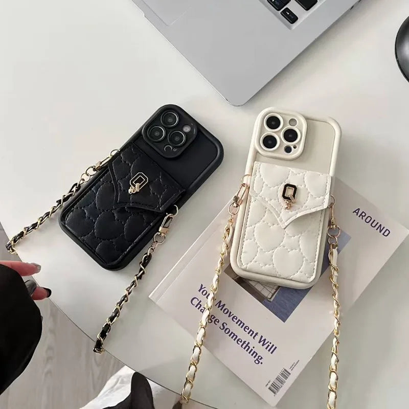 Chain Wallet Phone Case For Motorola Moto G75 G05 G15 G10 Power G20 G30 G13 G23 G53 G22 G52 G82 G60 Edge 60 Fusion Stylus Cover