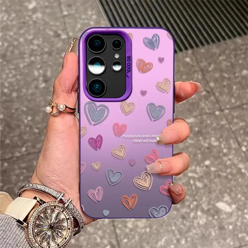 Simple Colorful Love IMD Case For Samsung Galaxy S25 S24 S23 S22 S21 Ultra Plus FE A56 A16 A15 A35 A55 A34 A54 A33 A53 A26 Cover