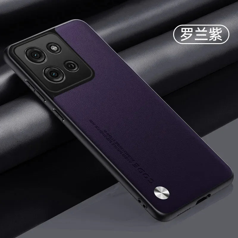 Plain PU Leather Case for Motorola Moto G75 G55 G35 G85 Edge 50 Fusion 40 Neo Silicone Matte Bumper Soft Frame Shockproof Cover