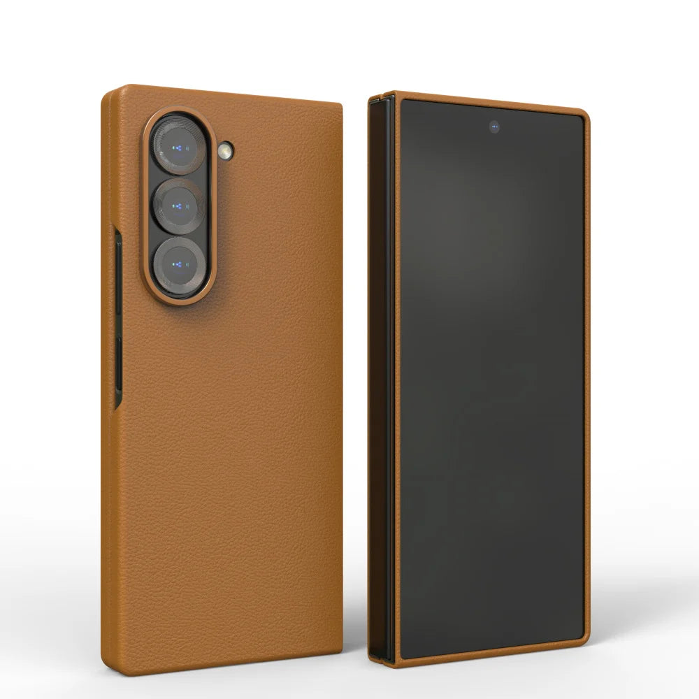 For Samsung Galaxy ZFold 6 ZFold6 Case Z Fold6 SkinFriendly leather phone case shockproof Luxury feeling Solid color Full Cover