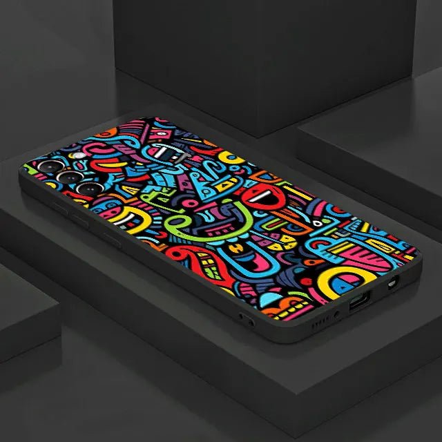 Phone Case For Samsung Galaxy S25 S24 Ultra S23 FE Note 20 10Plus S22 S21 S25Plus Soft Shell Cover Colorful Lines Graffiti