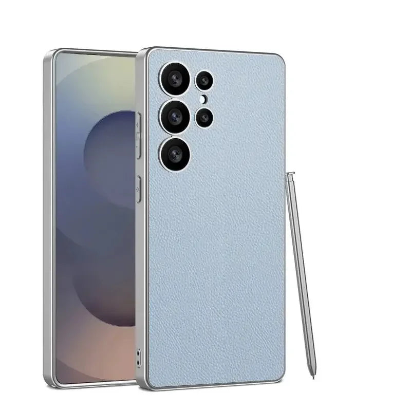 Metallic Lacquer Leather Phone Case For Samsung Galaxy S23 S24 S25 Ultra 5G Luxury Skin Matte S24Ultra S25Ultra Protective Cover