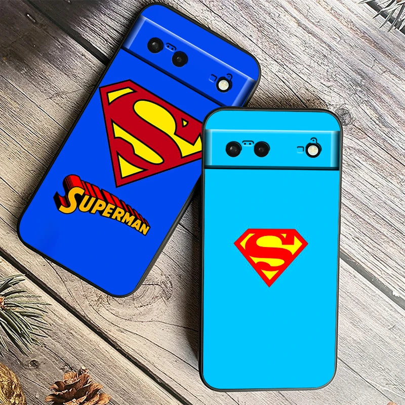 Logo Art S-Supermans B-Batmans For Google Pixel 9 8 7A 7 6A 6 5A 5 4 4A XL 5G Black Silicon Shockproof Shell Cover Phone Case