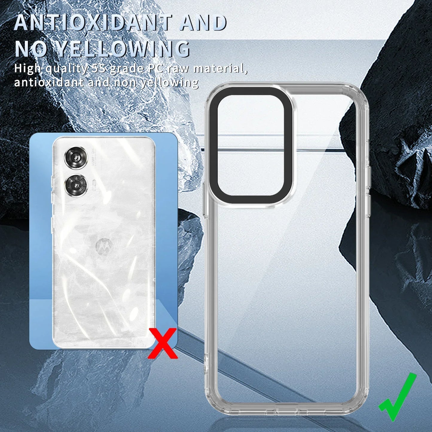 Transparent HD Acrylic Case for Moto Edge 50 Fusion Pro 40 NEO 30 G85 G84 G04S G24 Power G54 G14 G64 G82 72 62 52 34 Phone Cover