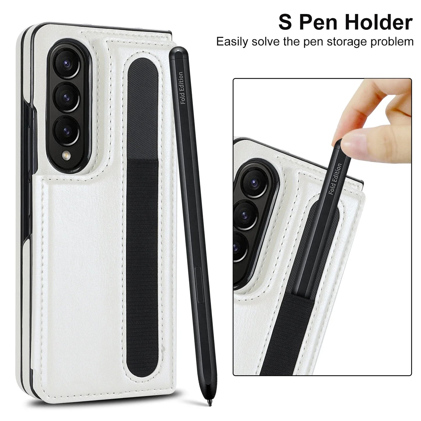 Folding Card Bag Leather Stand Case for Samsung Galaxy Z Fold 3 4 5 6 5G ZFold6 with Pen Slot Business Protection ZFold5 Cover