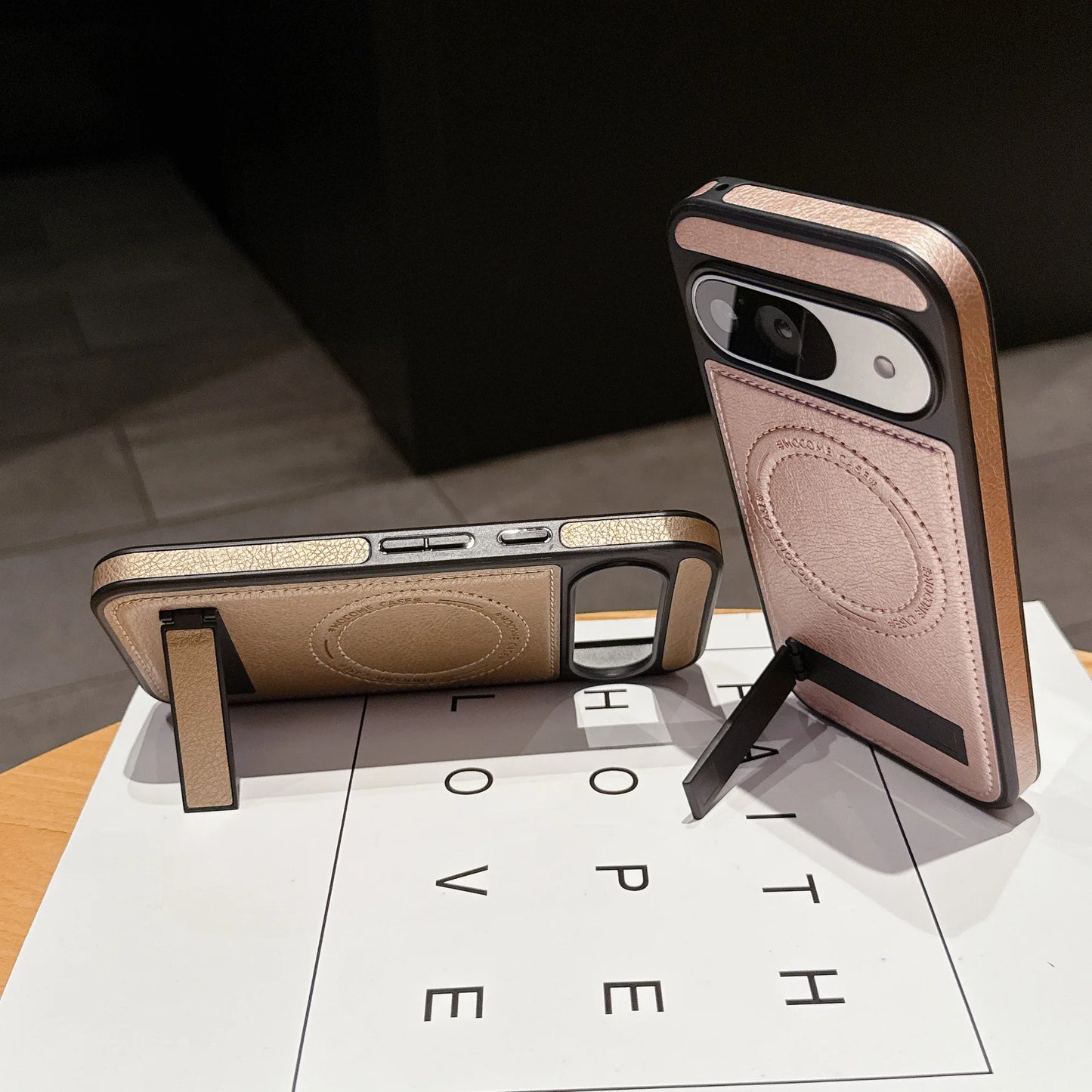 PU Leather Mag-safe Wireless Charge Case for Google Pixel 10 9 Pro XL 9A 8 Magnetic Invisible Bracket Cover Stand Holder Shell