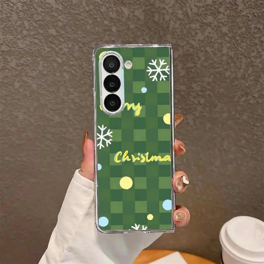 Christmas Cartoon Rabbit Transparent Soft Phone Cover Case for Samsung Galaxy ZFold5 ZFold7 ZFold4 ZFold3 ZFold6 Z Fold 7 6 5 4