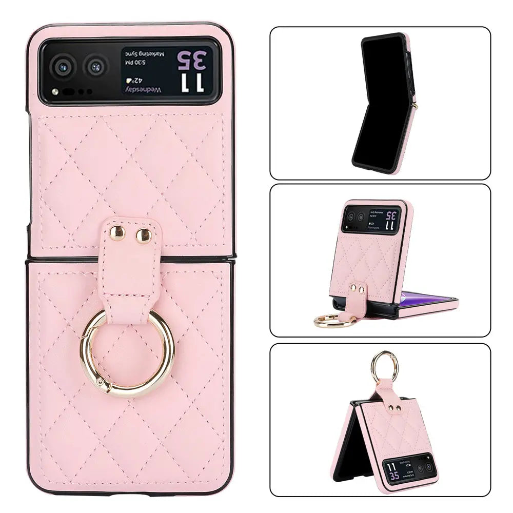 Fashion Leopard Print Leather Ring Case For Motorola MOTO Razr 40 Ultra Razr40 Slim Cover Fundas