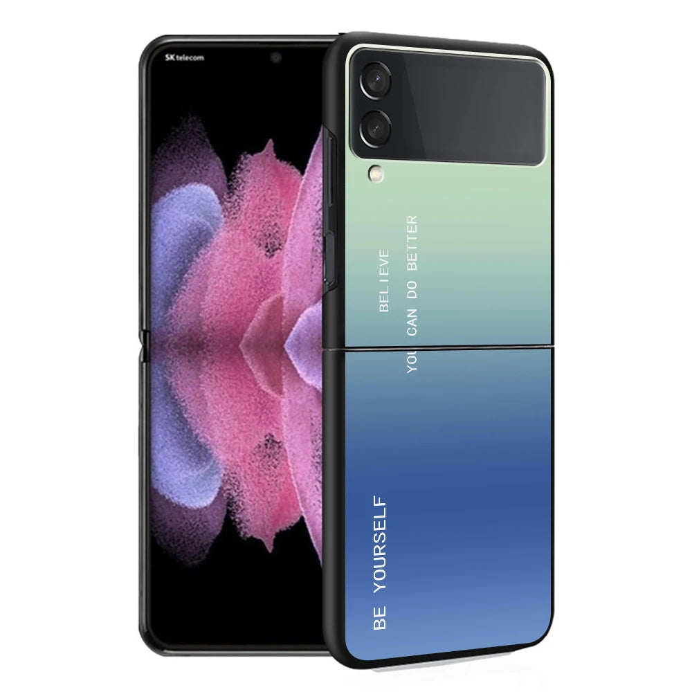 Cover Case for Samsung Galaxy Z Flip 5 Z Flip 4 ZFlip Z Flip 3 5G ZFlip3 Flip4 ZFlip4 Flip3 Black Gradient BE YOURSELF