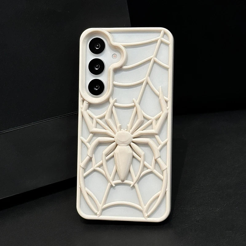 Funny 3D Hollow-out Spider Phone Case For Samsung Galaxy S25 S24 S23 S22 Ultra Plus S23FE S24FE Heat Dissipation Back Cover