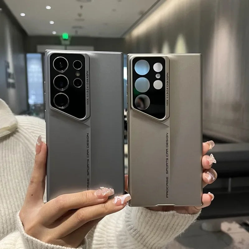 Matte Ultra Thin Blade Mecha PC Hard Phone Case for Samsung Galaxy S25 S24 S23 S22 Ultra S24FE Lens Protection Shockproof Cover